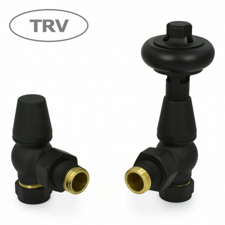 Faringdon Angled Thermostatic Radiator Valves - Textured Black