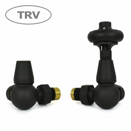 Faringdon Corner Thermostatic Radiator Valves - Textured Black