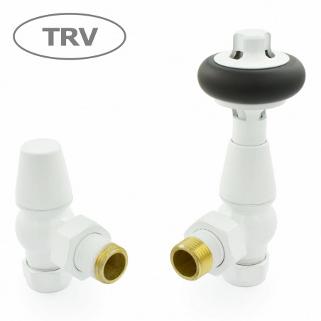 Faringdon Angled Thermostatic Radiator Valves - Textured White