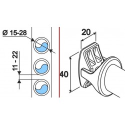 350mm(w) Chrome Straight Towel Bar - Technical Drawing