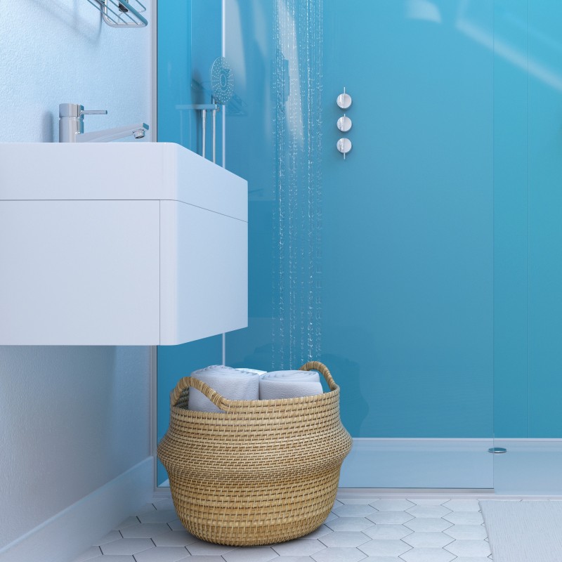 Azure Solid Colour Acrylic - Showerwall Panels - Insitu Azure Solid Colour Acrylic - Showerwall Panels - Insitu