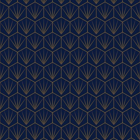 Navy & Mustard Deco Tile Patterned Acrylic - Showerwall Panel - Swatch