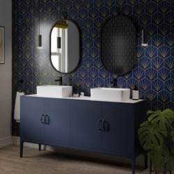 Navy & Mustard Deco Tile Patterned Acrylic - Showerwall Panel