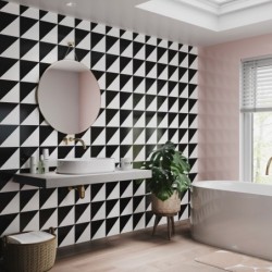 Black Grafito Tile Patterned Acrylic - Showerwall Panel