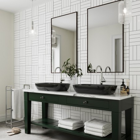 White Square Parquet Acrylic - Showerwall Panel