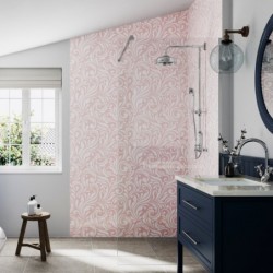 Blush Victorian Floral Print Acrylic - Showerwall Panel - Insitu