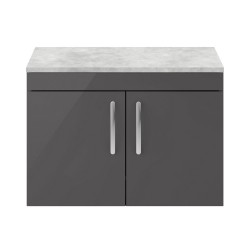 Athena Gloss Grey 800mm Wall Hung Cabinet With Grey Worktop - Main