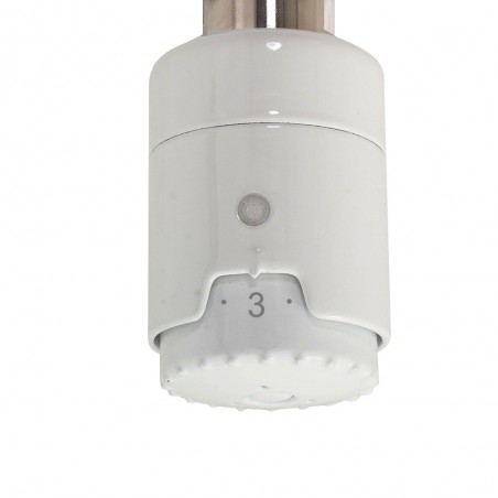 RICA Atlantis White Thermostatic Electric Heating Element - Dial Closeup