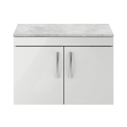 Athena Gloss Grey Mist 800mm Wall Hung Cabinet With Grey Worktop - Main