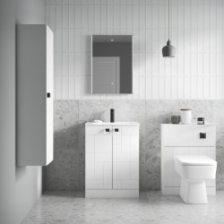 Blocks Satin White 400 x 1200mm Bathroom Cabinet