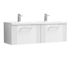 Deco Satin White 1200mm Wall Hung 2 Drawer Vanity Unit with Double Basin - Main