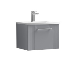 Deco Satin Grey 500mm Wall Hung Single Drawer Vanity Unit with Curved Basin - Main