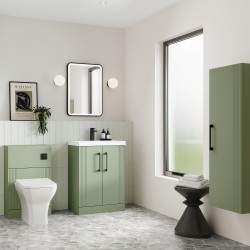 Deco Satin Reed Green 400 x 1200mm Bathroom Cabinet - Insitu