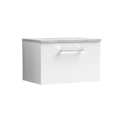 Arno Gloss White 600mm Wall Hung Single Drawer Vanity Unit with Laminate Top - Main
