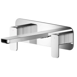 Windon Wall Mounted 3 Tap Hole Basin Mixer With Plate - Main