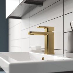 Windon Mono Basin Mixer With Push Button Waste - Brushed Brass