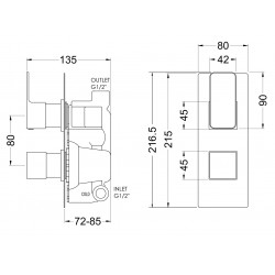 Windon Twin Thermostatic Valve - Technical Drawing