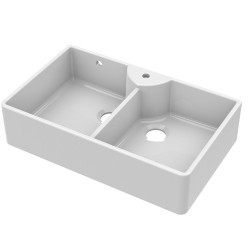Fireclay Butler Sink  with Stepped Weir, Tap Hole & Overflows 895 x 550 x 220mm - Main