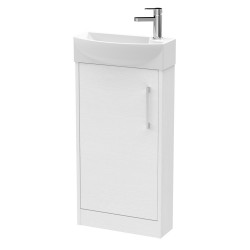 Juno Compact White Ash 440mm Freestanding 1 Door Unit With 1 Tap Hole Basin Left Handed - Technical Drawing