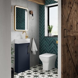 Juno Compact Electric Blue 440mm Freestanding 1 Door Unit With 1 Tap Hole Basin Left Handed - Insitu