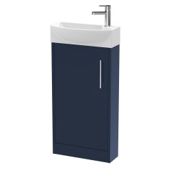 Juno Compact Electric Blue 440mm Freestanding 1 Door Unit With 1 Tap Hole Basin Left Handed - Technical Drawing