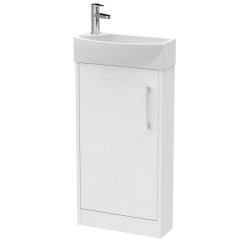 Juno Compact White Ash 440mm Freestanding 1 Door Unit With 1 Tap Hole Basin Right Handed - Main