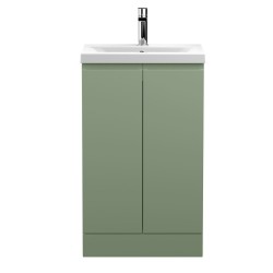 Urban Satin Green 500mm Freestanding 2 Door Vanity & Mid-Edge Ceramic Basin - Main
