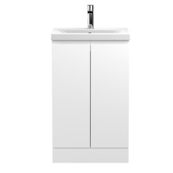 Urban Satin White 500mm Freestanding 2 Door Vanity Unit & Mid-Edge Ceramic Basin - Main