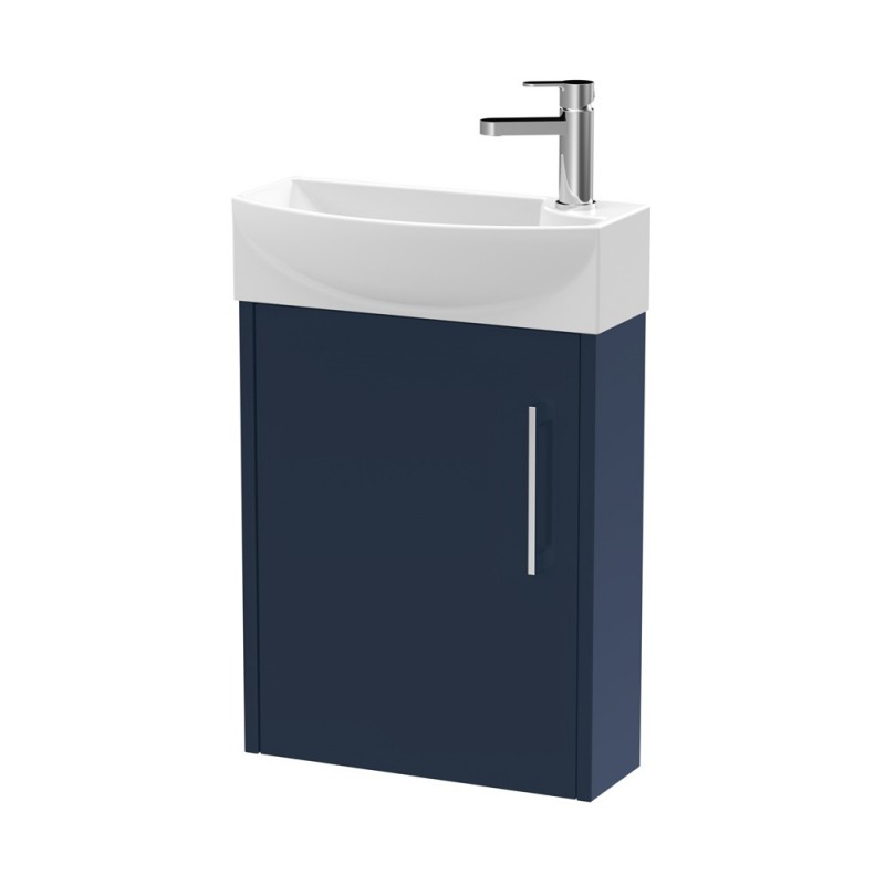 Juno Compact Electric Blue 440mm Wall Hung 1 Door Unit With 1 Tap Hole Basin Left Handed - Main