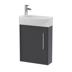 Juno Compact Graphite Grey 440mm Wall Hung 1 Door Unit With 1 Tap Hole Basin Right Handed - Main