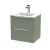 Fluted Satin Green 500mm Wall Hung 2 Drawer Vanity & Minimalist Ceramic Basin - Main
