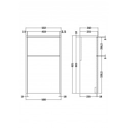 Juno White Ash 550mm Toilet Unit - Technical Drawing