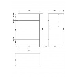 Fusion Natural Oak 600mm Toilet Unit - Technical Drawing