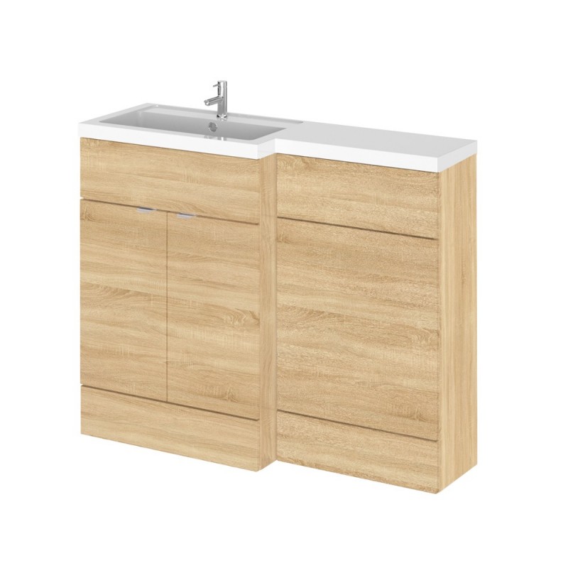 Natural Oak 1100mm Full Depth Combination Vanity & Toilet Unit with Left Hand Basin - Main