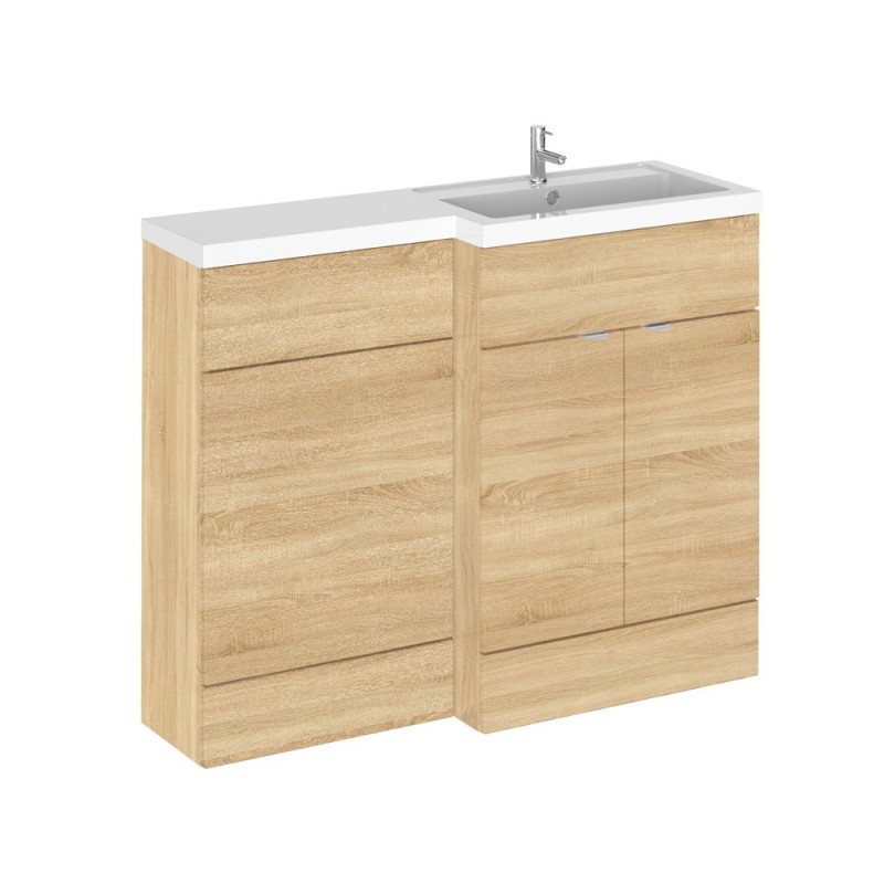 Natural Oak 1100mm Full Depth Combination Vanity & Toilet Unit with Right Hand Basin - Main Natural Oak 1100mm Full Depth Combination Vanity & Toilet Unit with Right Hand Basin - Main