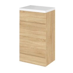 Natural Oak 500mm Full Depth Toilet Unit with Polymarble Top - Main