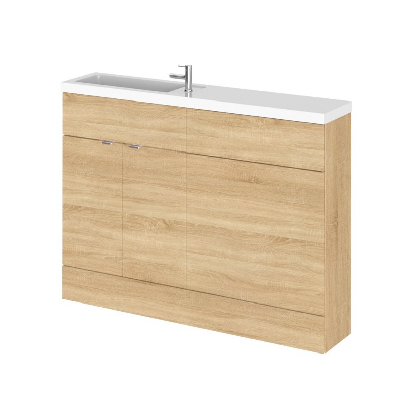 Natural Oak 1200mm Slimline Combination Vanity & Toilet Unit with Left Hand Basin - Main