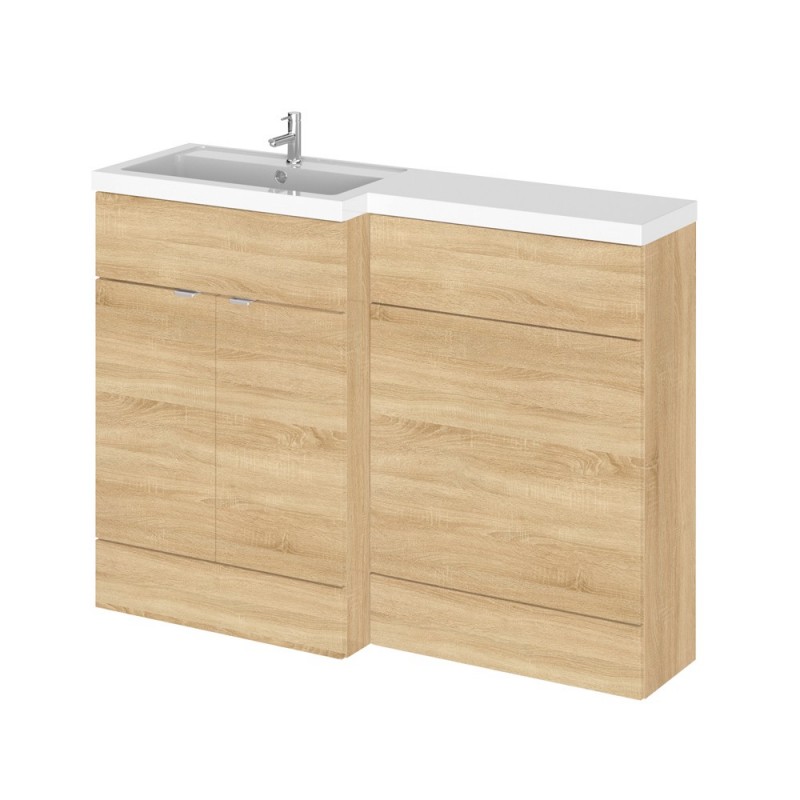 Natural Oak 1200mm Full Depth Combination Vanity & Toilet Unit with Left Hand Basin - Main Natural Oak 1200mm Full Depth Combination Vanity & Toilet Unit with Left Hand Basin - Main