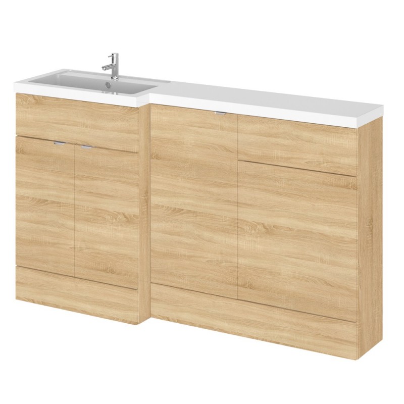 Natural Oak 1500mm Full Depth Combination Vanity, Toilet and Storage Unit with Left Hand Basin - Main