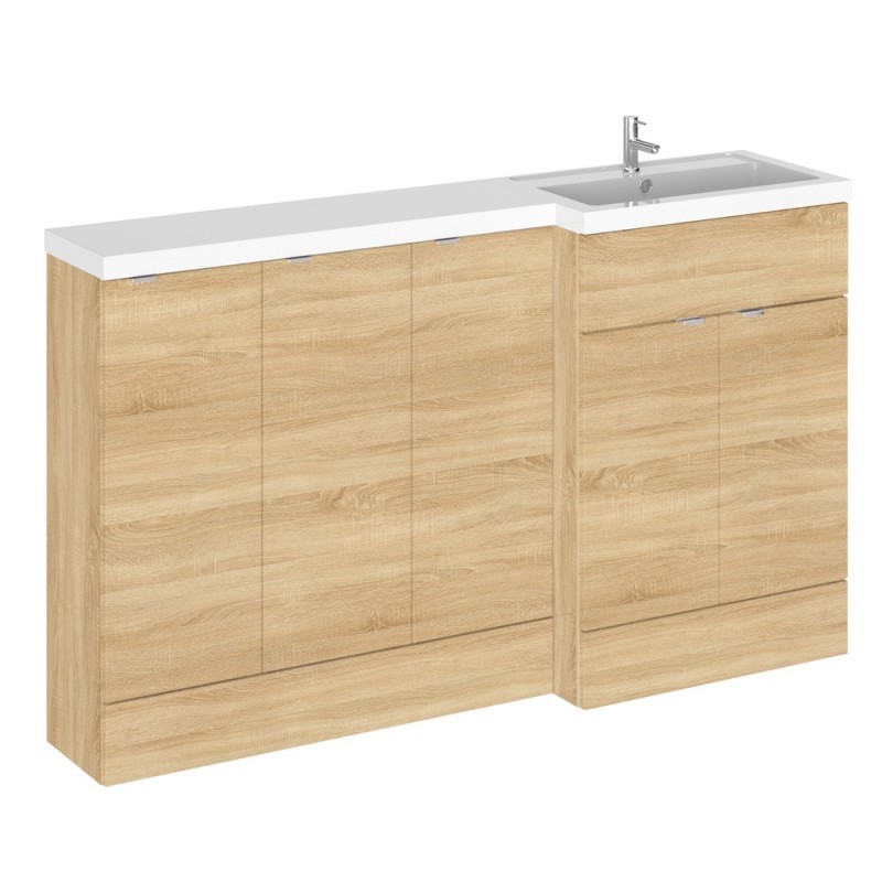 Natural Oak 1500mm Full Depth Combination Vanity, Toilet and Storage Unit with Right Hand Basin - Main