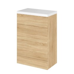 Natural Oak 600mm Full Depth Toilet Unit with Polymarble Top - Main