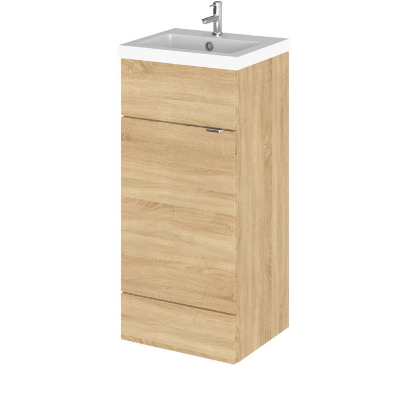 Natural Oak 400mm Full Depth Vanity Unit and Basin with 1 Tap Hole - Main