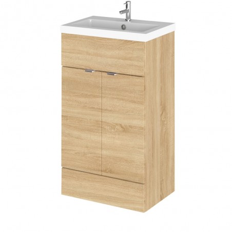 Natural Oak 500mm Full Depth Vanity Unit and Basin with 1 Tap Hole - Main