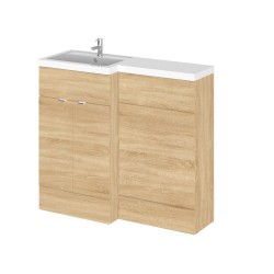Natural Oak 1000mm Full Depth Combination Vanity & Toilet Unit with Left Hand Basin - Main