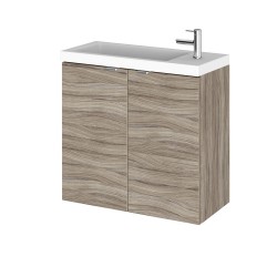 Driftwood 600mm Wall Hung Slimline 2 Door Vanity Unit and Basin with 1 Side Tap Hole - Main