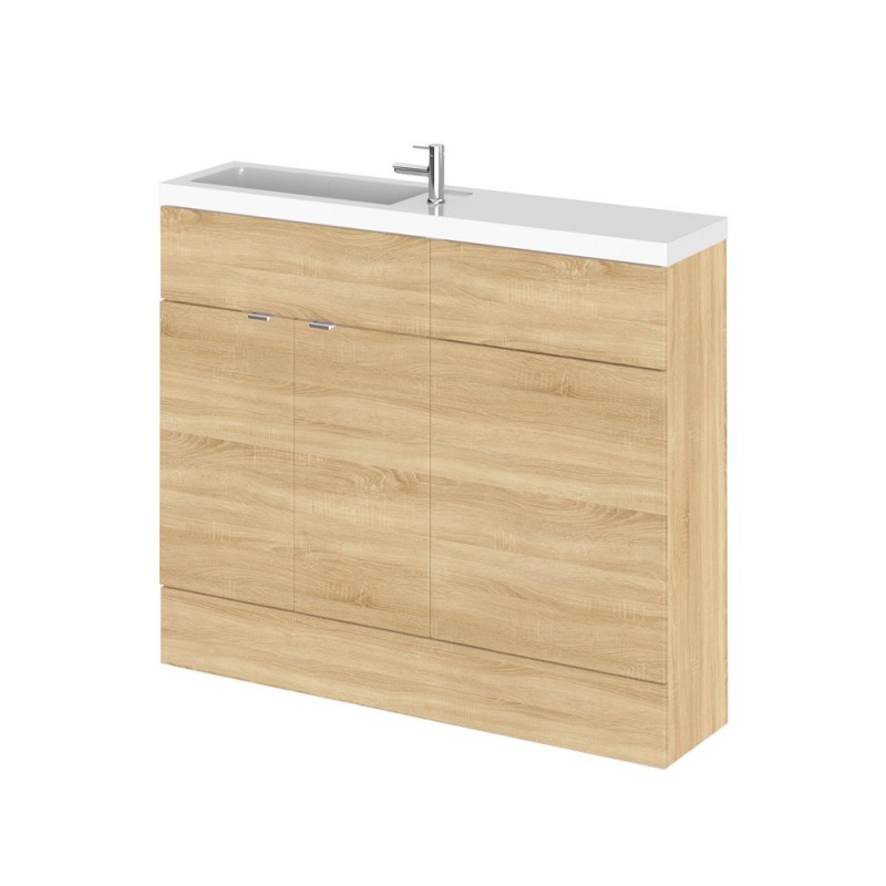 Natural Oak 1000mm Slimline 2 Door Combination Vanity & Toilet Unit with Basin - Main