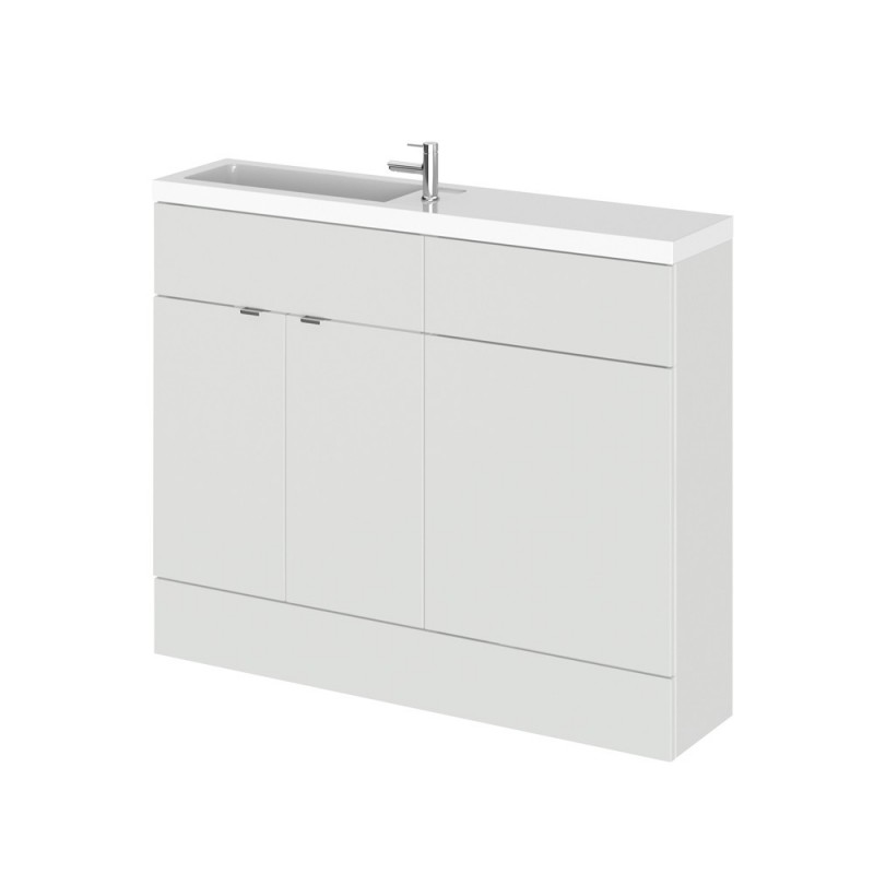 Gloss Grey Mist 1100mm Slimline Combination 2 Door Vanity & Toilet Unit with Basin - Main