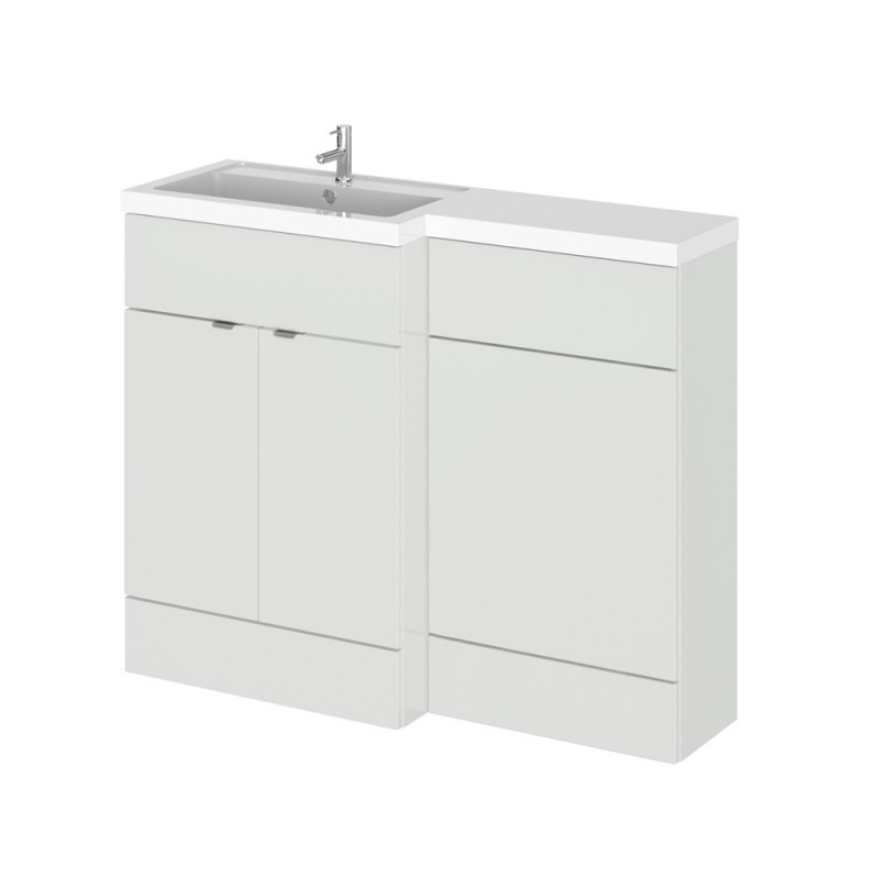 Gloss Grey Mist 1100mm Full Depth Combination 2 Door Vanity & Toilet Unit with Left Hand Basin - Main