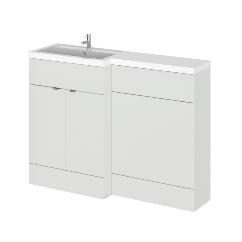 Gloss Grey Mist 1200mm Full Depth Combination 2 Door Vanity & Toilet Unit with Left Hand Basin - Main
