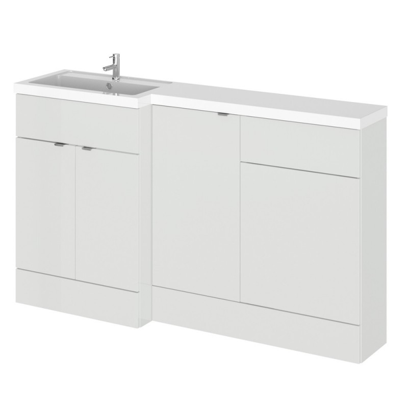 Gloss Grey Mist 1500mm Full Depth Combination 3 Door Vanity Storage & Toilet Unit with Left Hand Basin - Main